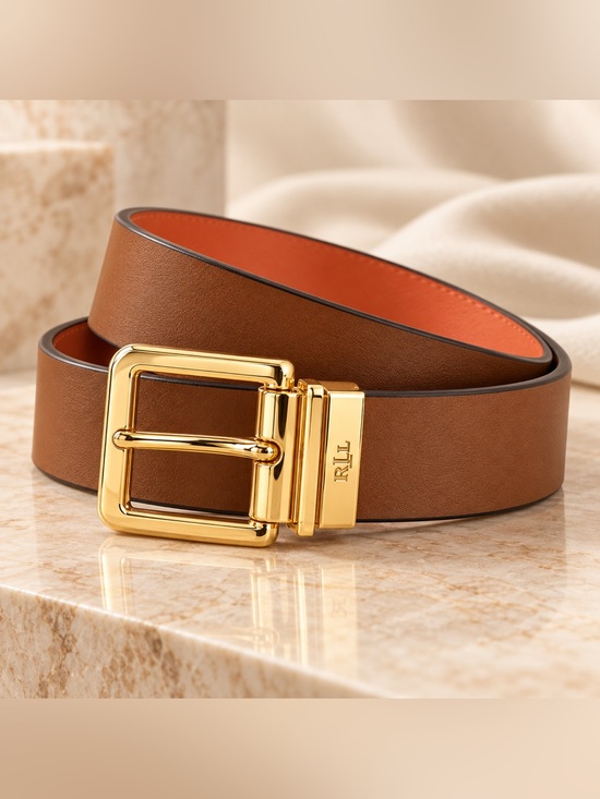 Lauren Ralph Lauren Accessories - Lauren Ralph Lauren RLL Women’s Cognac Brown Leather Belt Gold Buckle